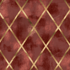 Elegant burgundy and gold geometric pattern with a distressed, vintage harlequin diamond design.