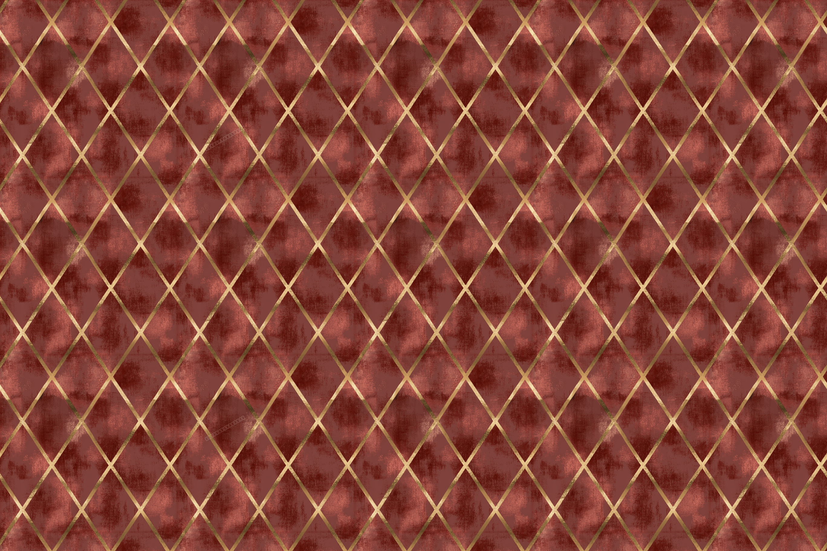 Elegant art deco geometric pattern with metallic gold diamond lines on a textured burgundy background.