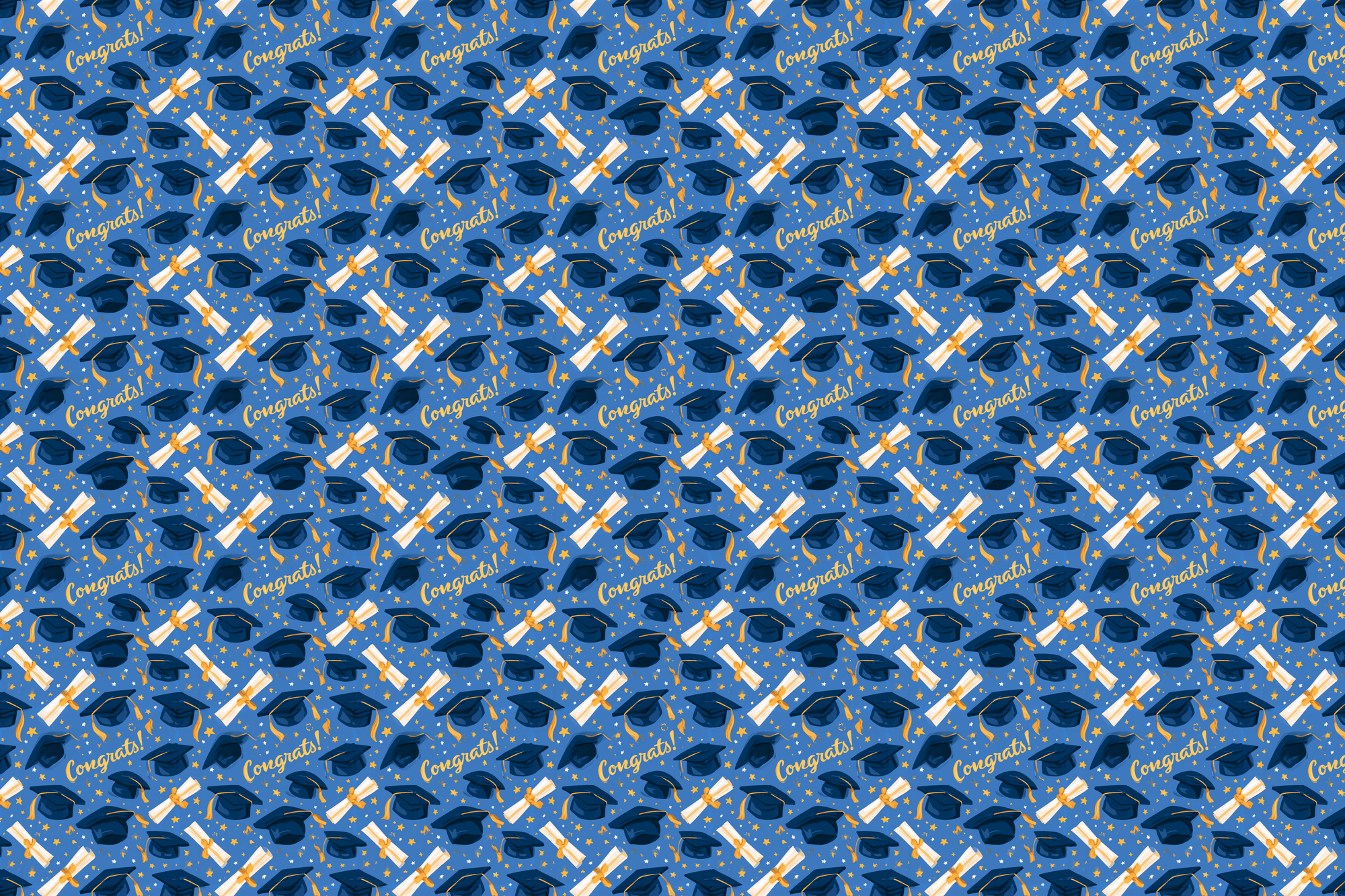 Scholarly Stars: Graduation Caps Wrapping Paper