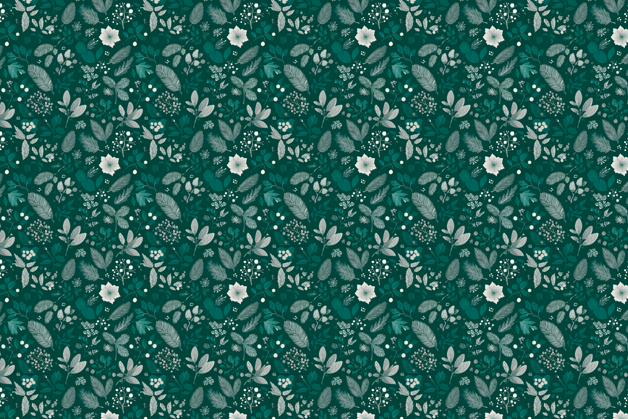 Teal Evergreen Elegance: Botanical Gift Wrap