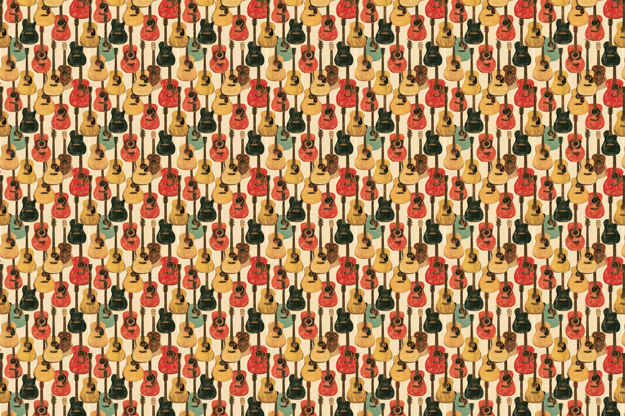 Retro Riffs: Acoustic Guitar Wrapping Paper