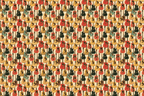 Vintage acoustic guitar pattern with hand-drawn red, yellow, and green guitars on a cream background.