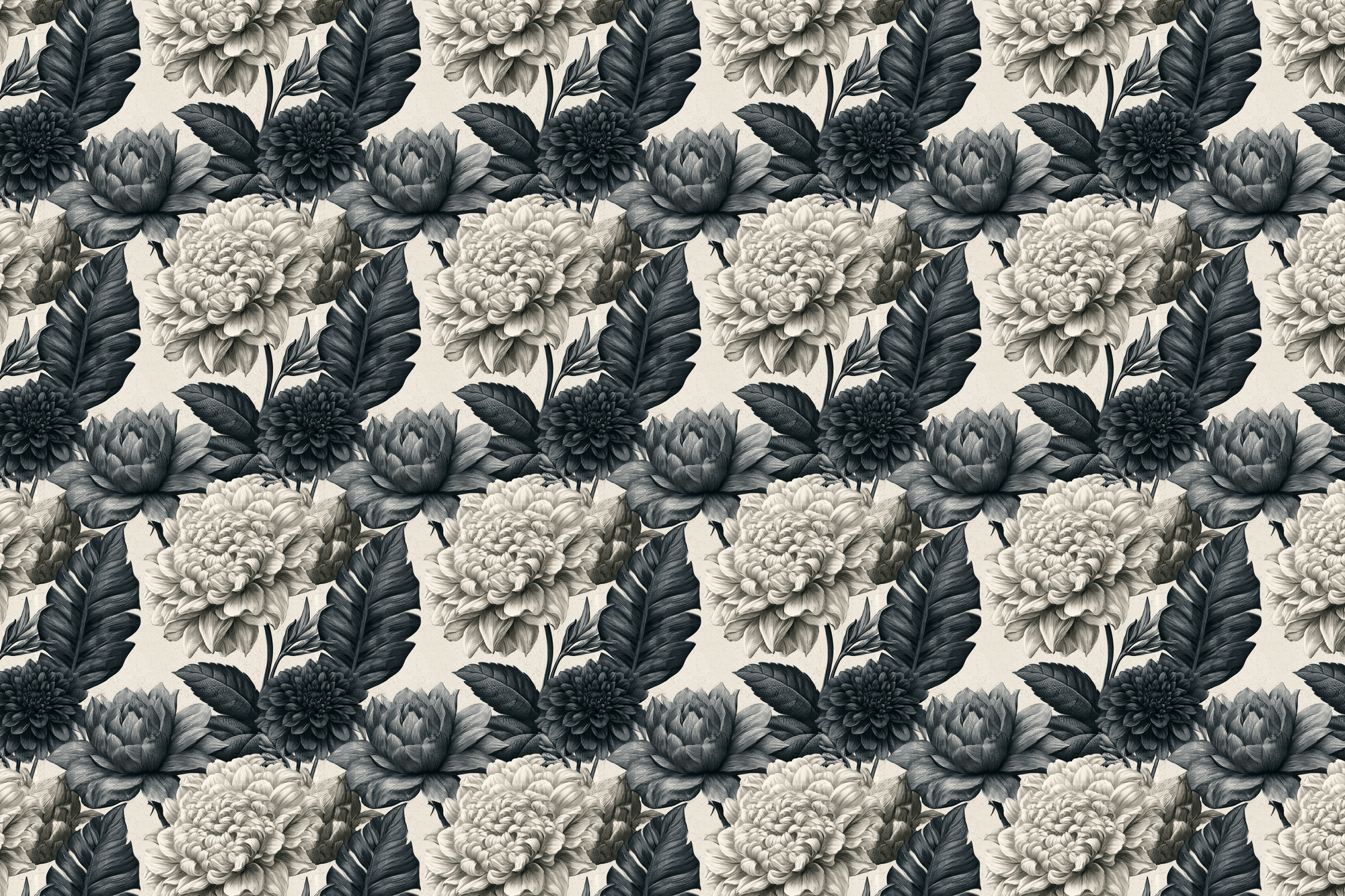 Moody Monochrome: Vintage Botanical Wrapping Paper
