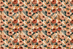 Vintage botanical floral pattern featuring terracotta roses, dried grasses, and green leaves on cream.