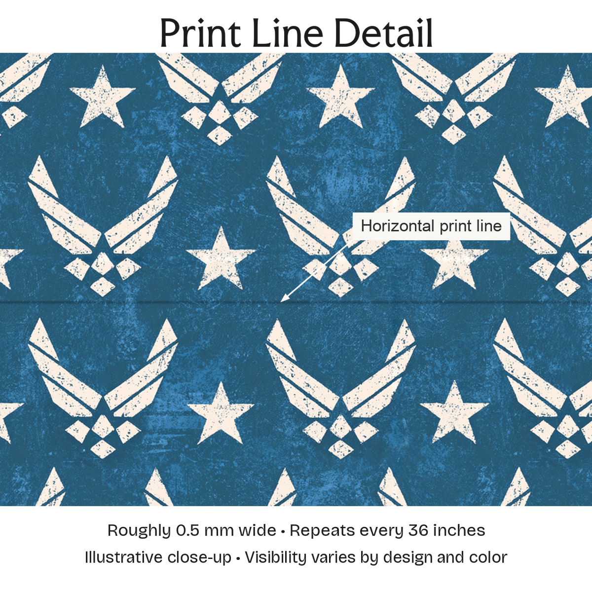 907809 — Print Line Detail. Illustrative close-up; visibility varies by design and color.