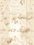 Elegant vintage floral pattern with script accents in sepia tones.
