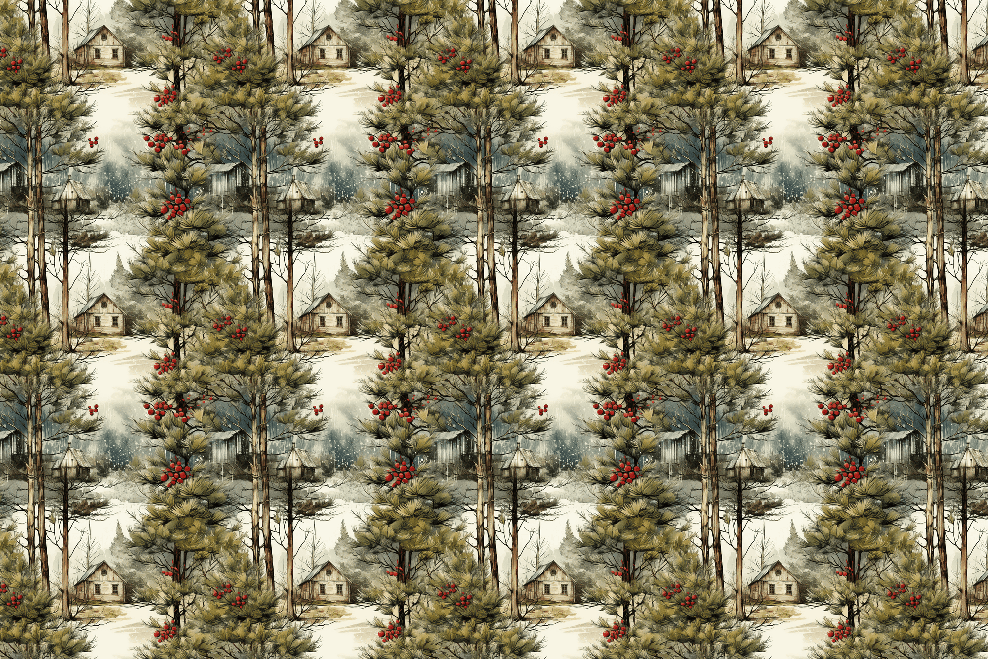 Rustic Pines: Winter Woodland Wrapping Paper
