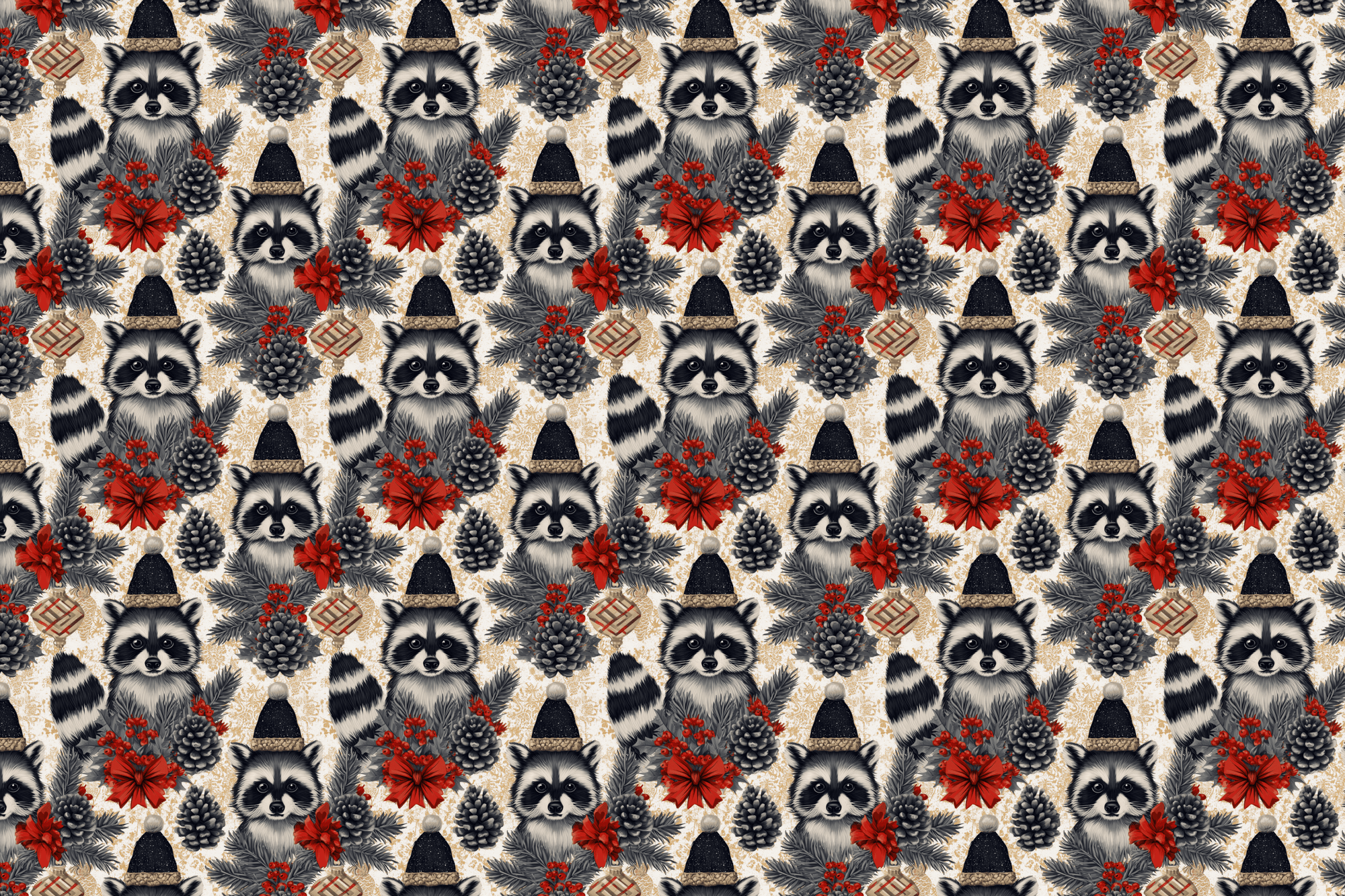 Christmas Coons: Raccoon Christmas Wrapping Paper