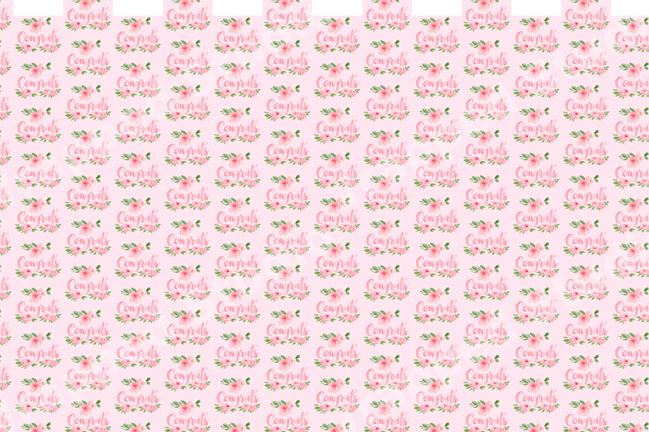 Elegant pink floral pattern featuring watercolor roses and "Congrats" script text.