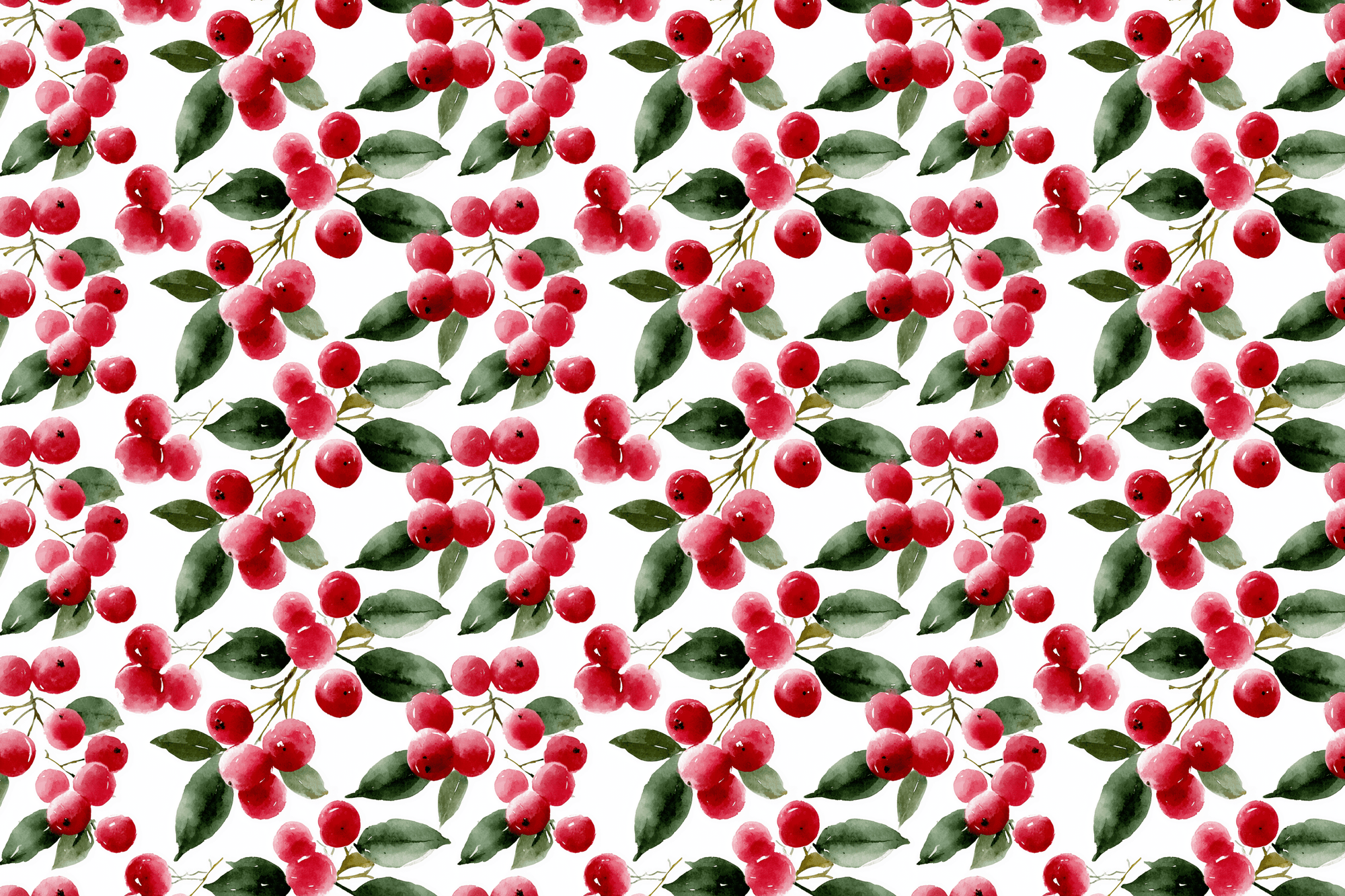 Merry Cherry Watercolor: Luxury Gift Wrap