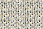 Watercolor Bar Mitzvah pattern featuring Jewish boys in tallit prayer shawls and blue flowers on cream.