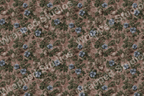 Dusty rose botanical pattern with periwinkle flowers and green foliage, for a vintage aesthetic.