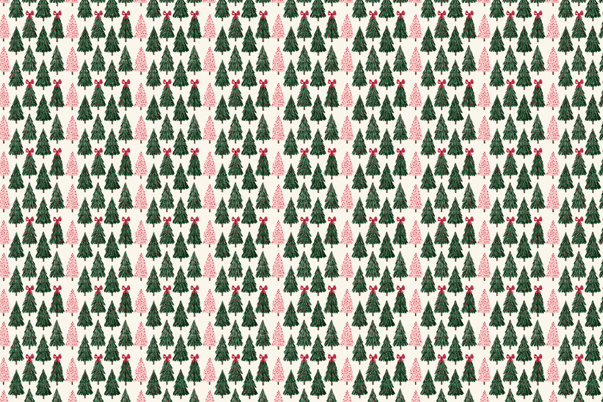 Charming Conifers: Watercolor Christmas Wrapping Paper