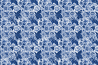 Elegant blue and white chinoiserie floral pattern in a vintage botanical design.