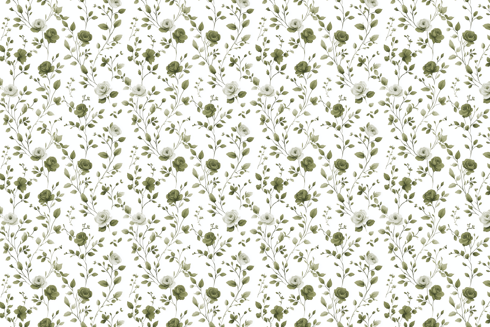 Graceful Green: Rose Floral Gift Wrap