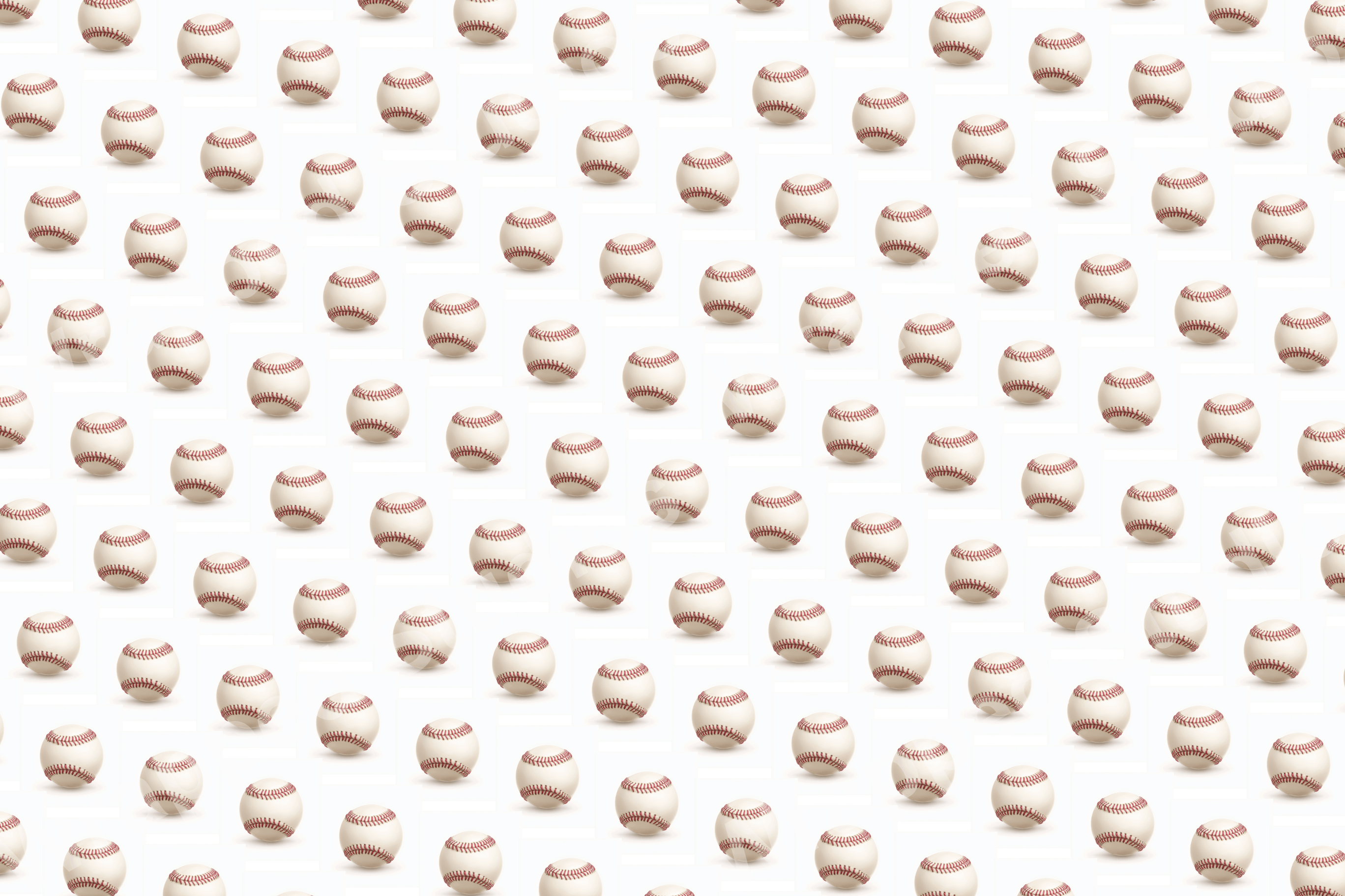 Seamless pattern of baseballs with red stitching on a white background.