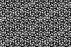 Seamless monochrome abstract pattern featuring small, stylized white leaf and petal shapes on a black background.