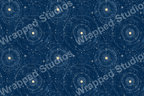 Navy celestial pattern with gold stars and astrological chart designs.