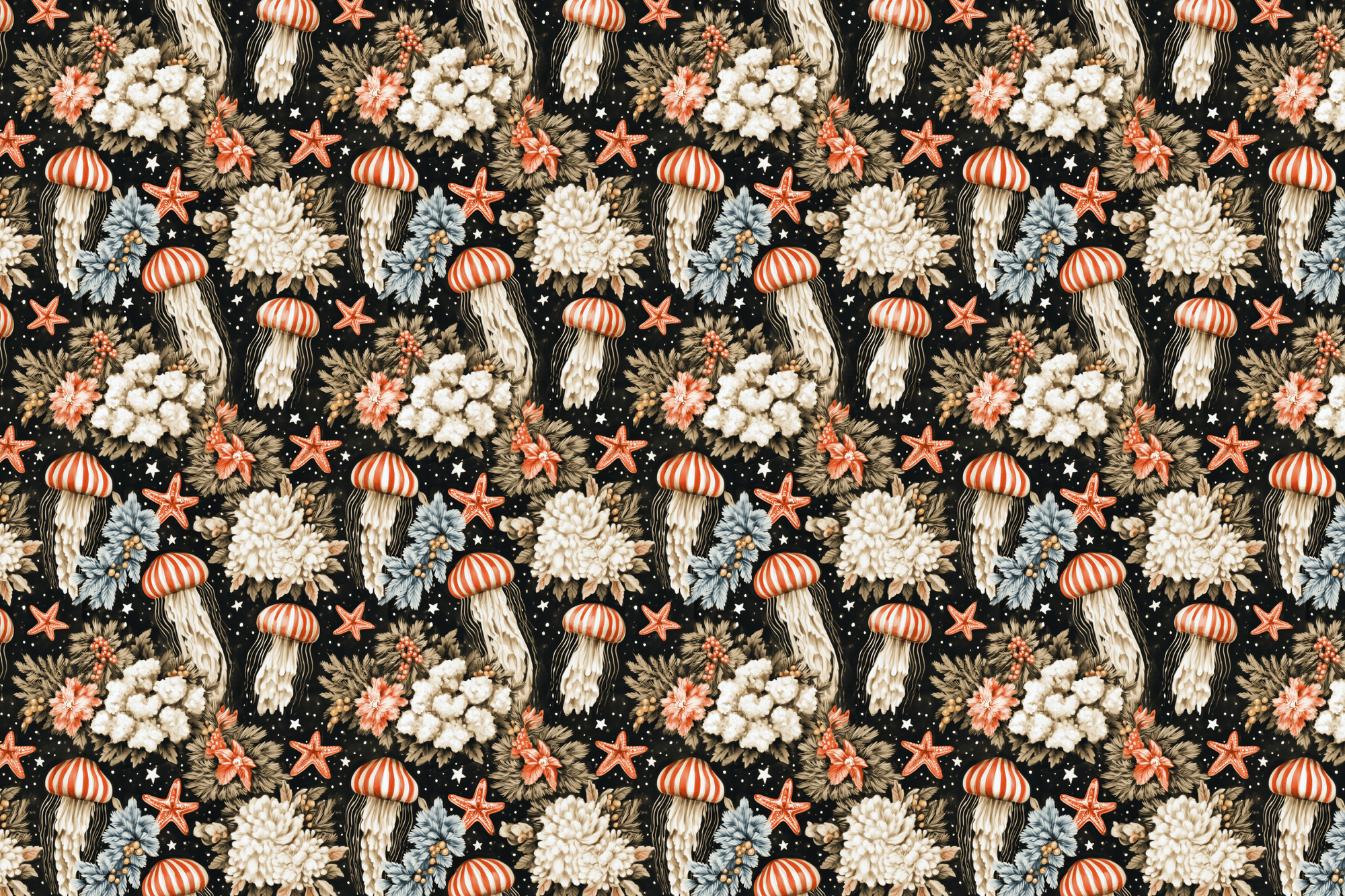Sea Holly: Ocean Botanical Christmas Wrapping Paper