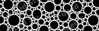 Modern black and white geometric pattern of varying circles in an abstract bubble print.