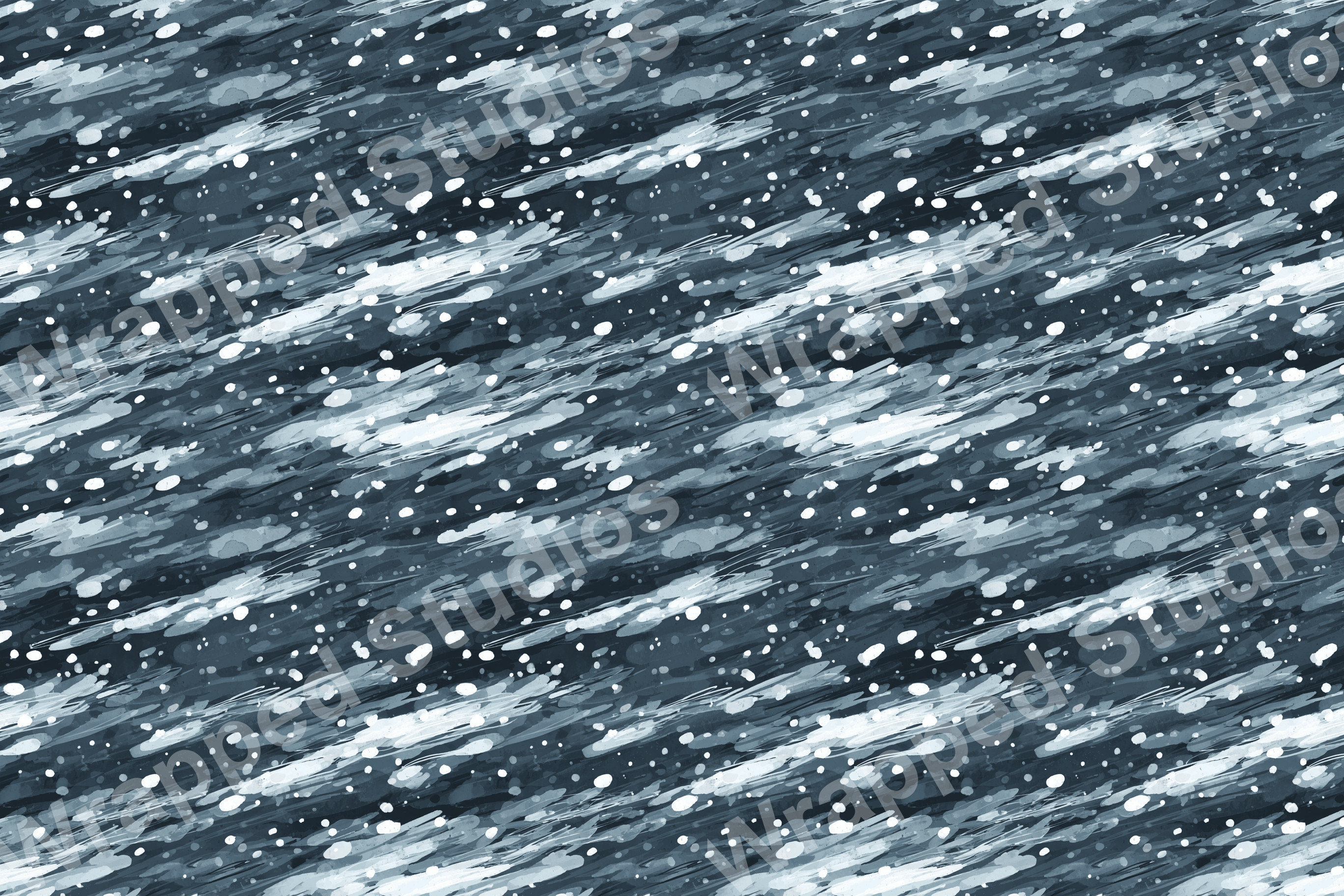 Abstract stripe pattern with white specks and muted blue watercolor texture.