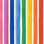 Vibrant hand-painted rainbow stripe pattern with watercolor vertical lines on a white background.