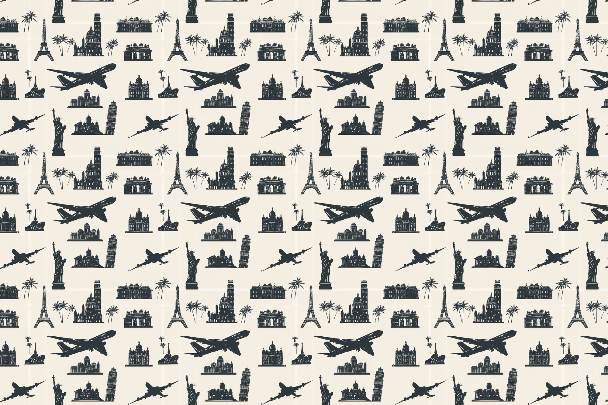 World of Wonders: Monotone Travel Wrapping Paper