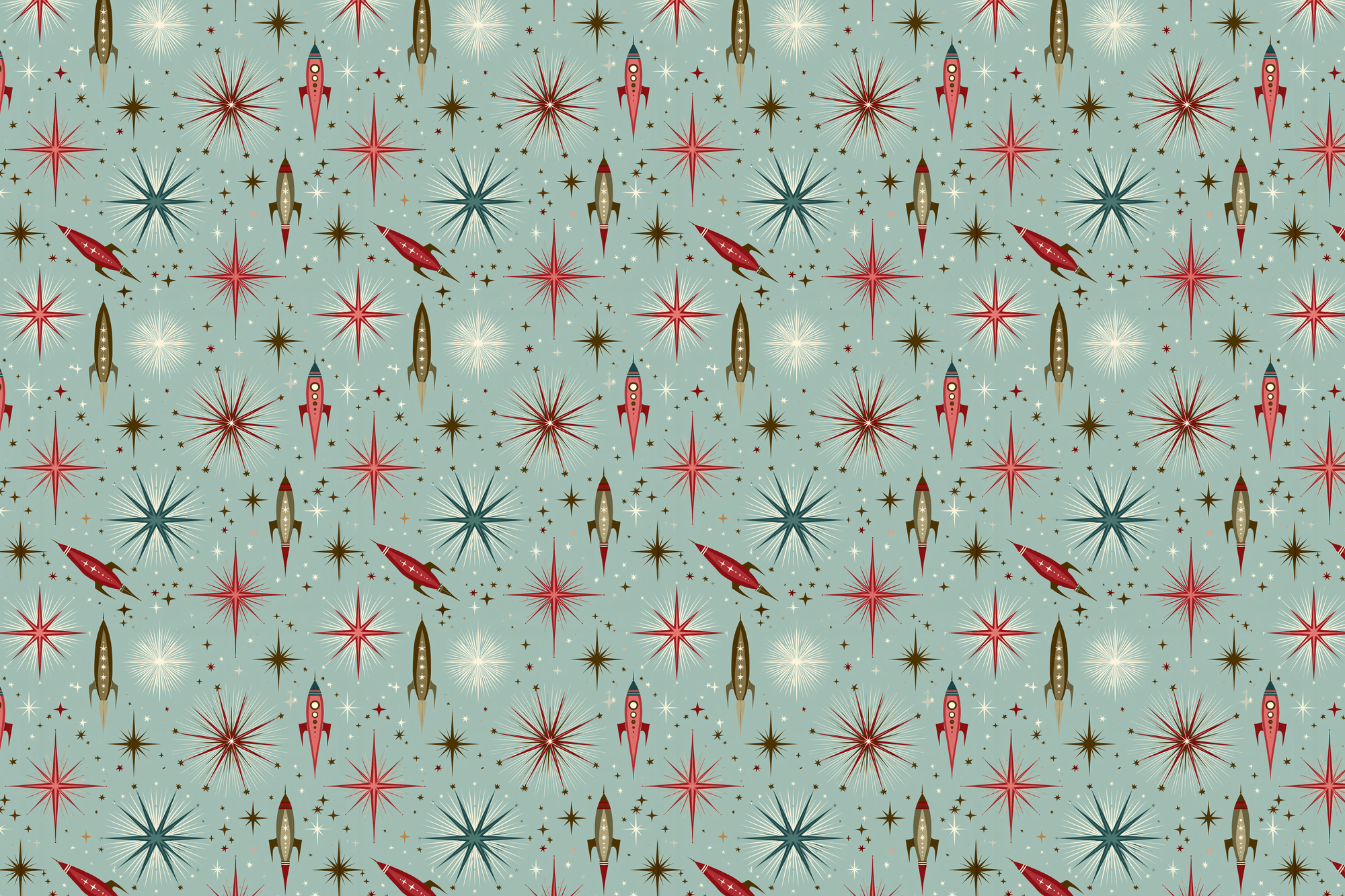 Atomic Anxiety: Retro Rocket Wrapping Paper