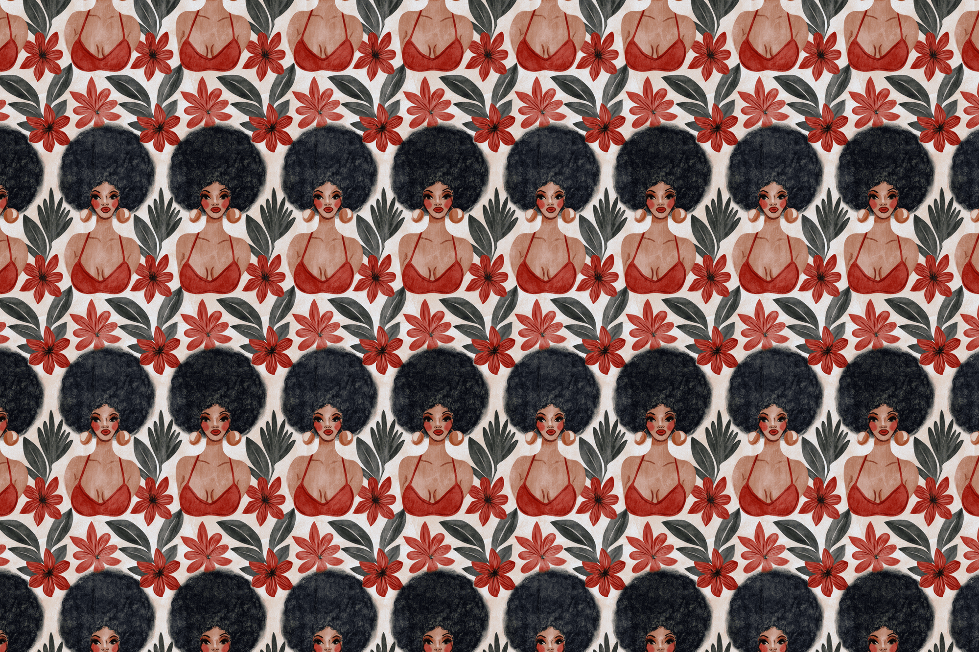 Sultry Solstice: Tropical Afro Christmas Wrapping Paper