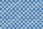 Blue and white Hanukkah pattern featuring a repeating Star of David geometric design.