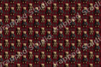 Seamless teddy bear pattern featuring cute dressed bears on a classic red tartan plaid background.