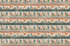 Southwestern desert cactus pattern with terracotta and teal geometric tribal stripes.