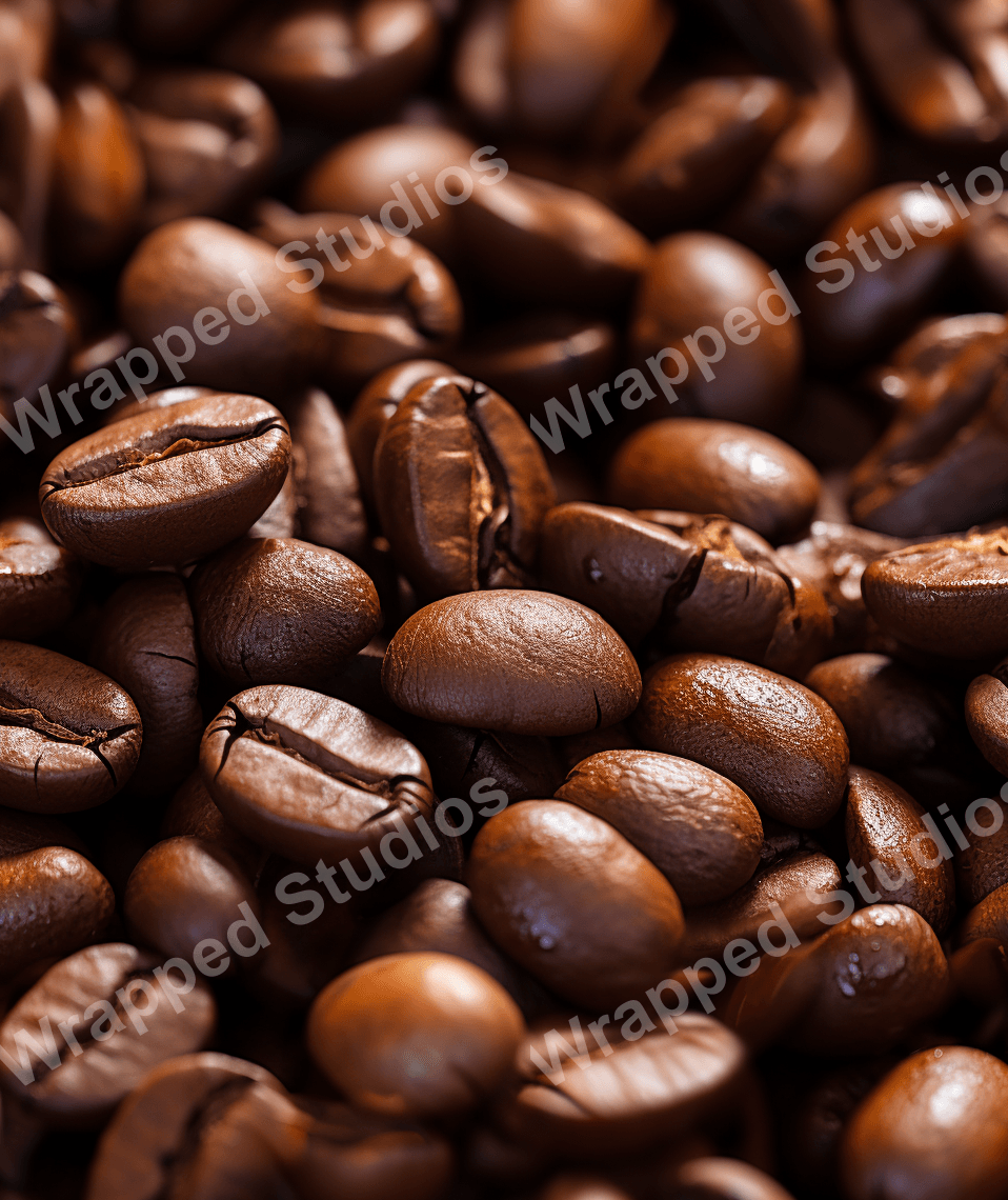 Seamless coffee bean pattern in rich, warm brown tones creates a comforting, aromatic vibe.