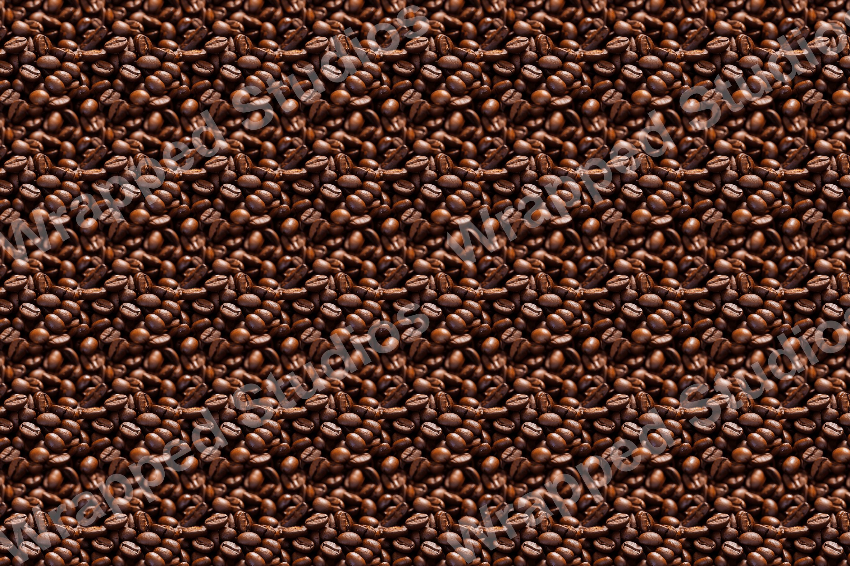 Seamless coffee bean pattern in shades of brown.