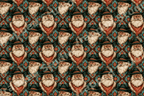 Western cowboy Santa Christmas pattern on a teal and red southwestern geometric design.