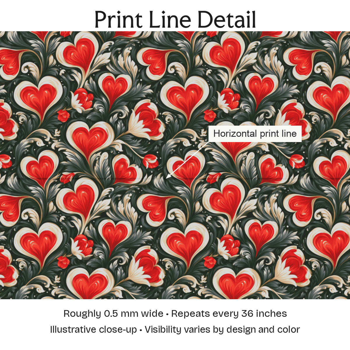 999949 — Print Line Detail. Illustrative close-up; visibility varies by design and color.