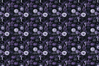 Dark gothic botanical pattern featuring purple pumpkins, mushrooms, and vintage floral motifs.