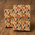 Vintage guitar birthday wrapping paper on gifts with rustic twine bows, by Wrapped Studios.