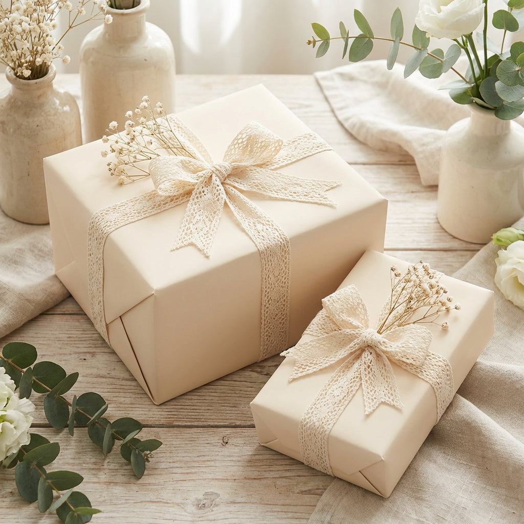 Antique White wrapping paper mockup 8