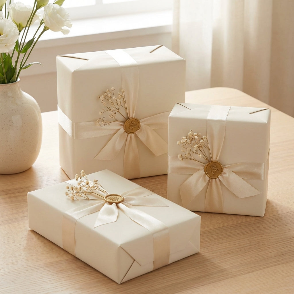 Antique White wrapping paper mockup 10