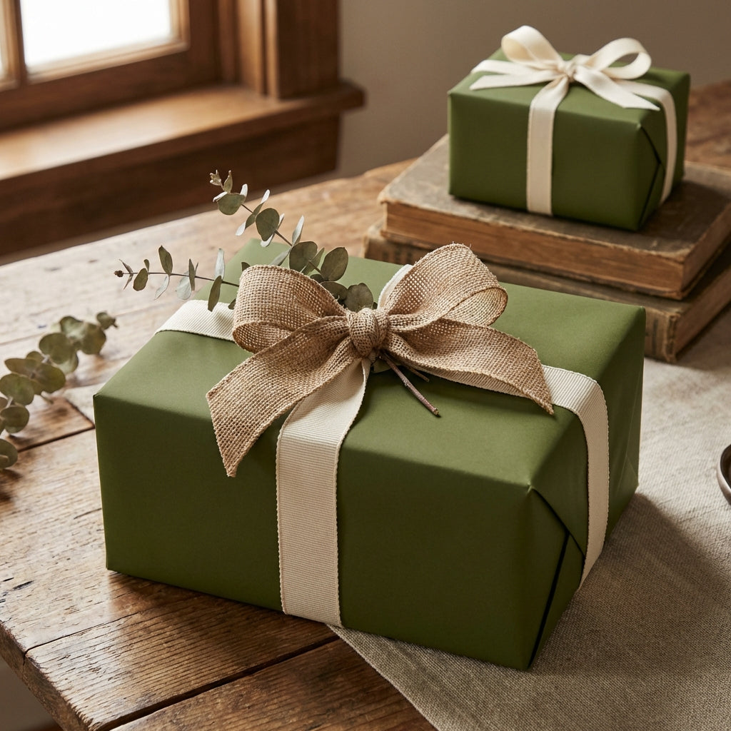 Army Green wrapping paper mockup 6
