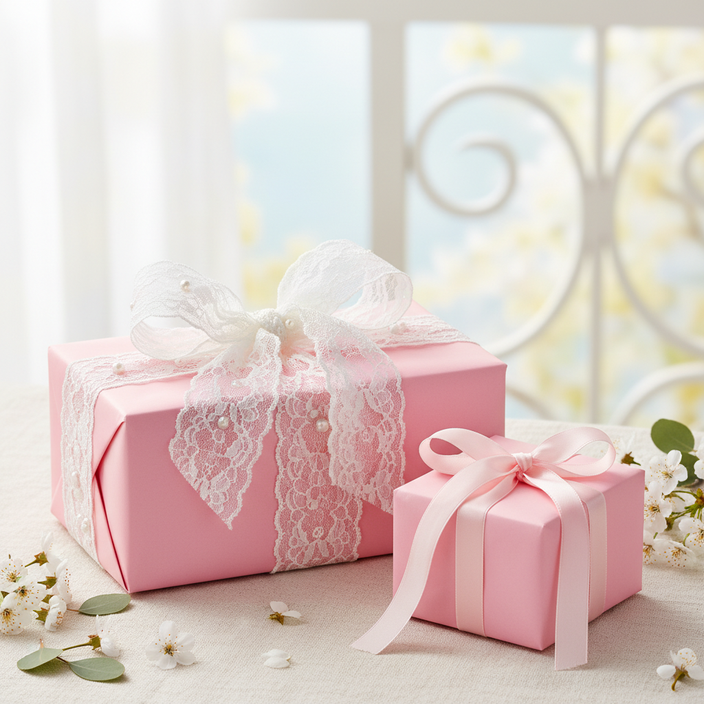 Baby Pink wrapping paper mockup 8