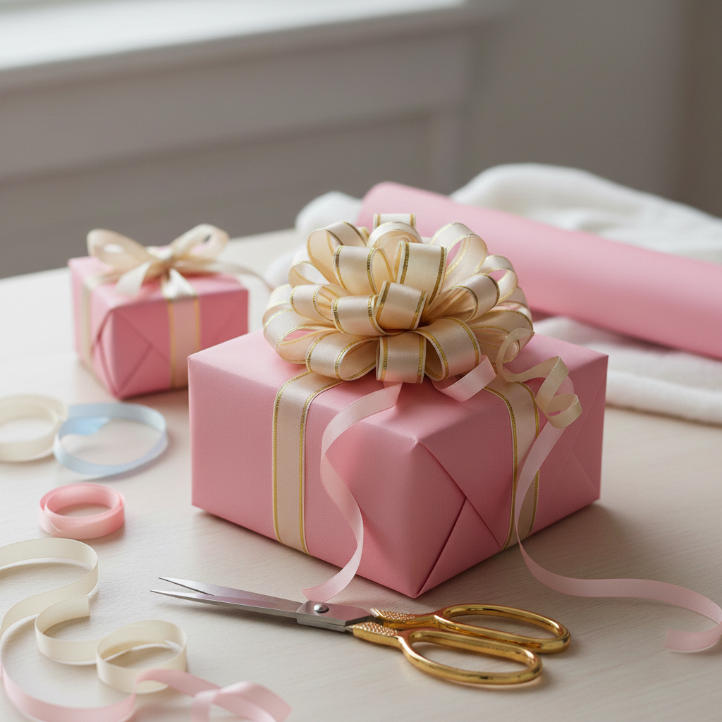 Baby Pink wrapping paper mockup 12