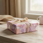 Gift wrapped in modern, pastel polka dot wrapping paper with a cream ribbon and "Thinking of You" tag.