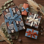 Luxury mushroom and jellyfish wrapping paper with velvet bows by Wrapped Studios.