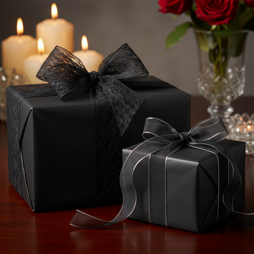 Midnight Black wrapping paper mockup 8