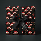 African American Black Santa Christmas wrapping paper with a black bow by Wrapped Studios.