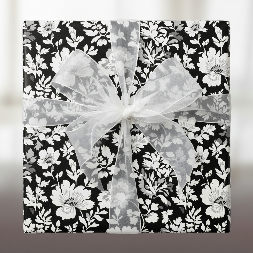 Black and White Blooms: Floral Gift Wrap