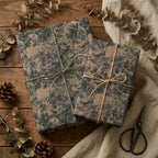 Elegant gift boxes wrapped in vintage floral wrapping paper with twine bow, perfect for Christmas, Wrapped Studios.