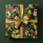 Square gift wrapped in floral Christmas gift wrap with gold ribbon and "Special Delivery" tag.